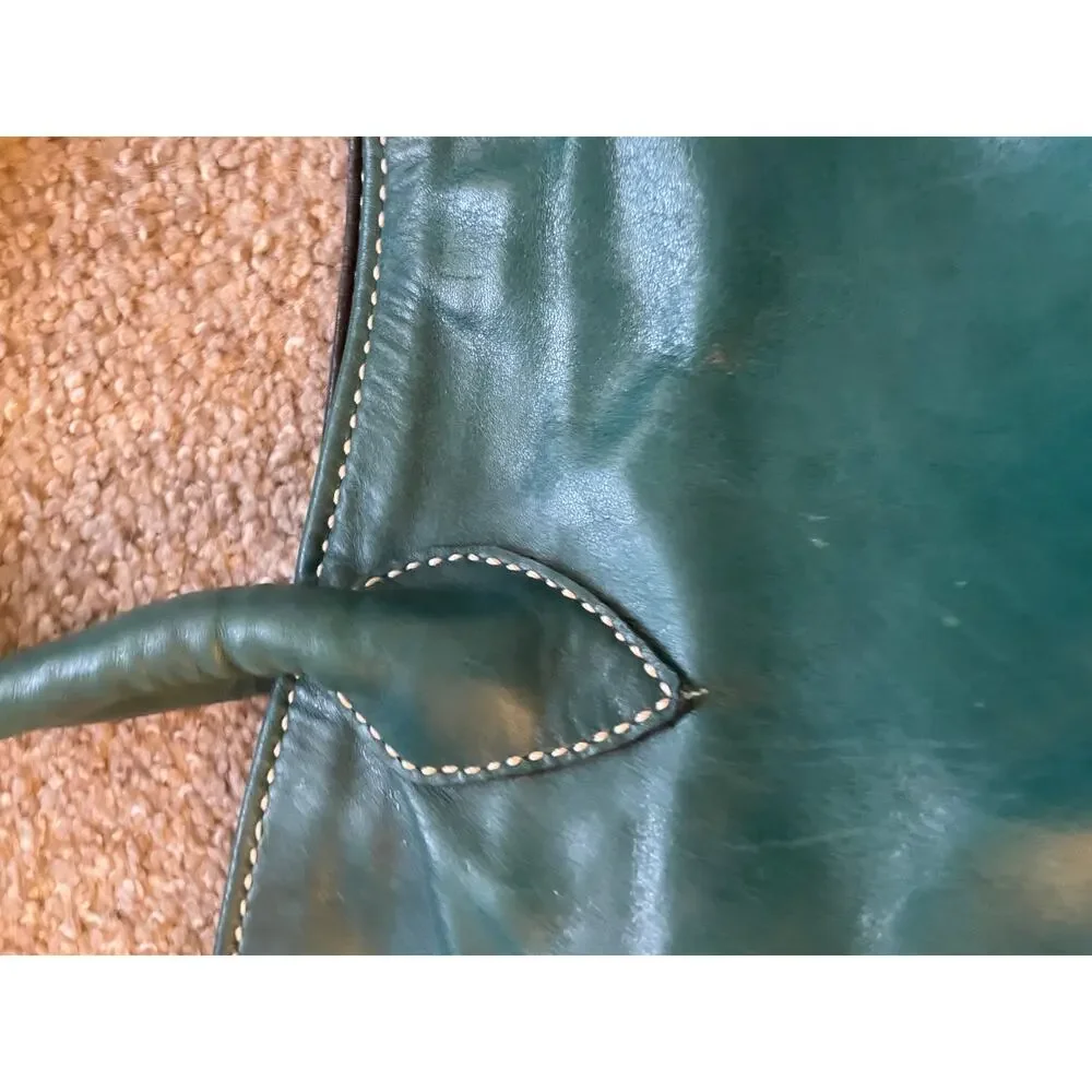 Unbranded Structured Teal bag Silver Feet hardware White Stitching leather Feel